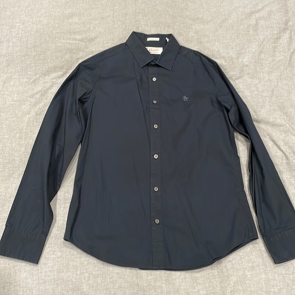 Original Penguin Rogue Skinny Fir button down shirt, black - Picture 1 of 3